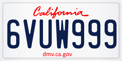 CA license plate 6VUW999