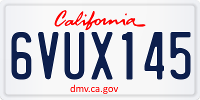 CA license plate 6VUX145