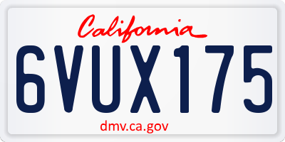 CA license plate 6VUX175