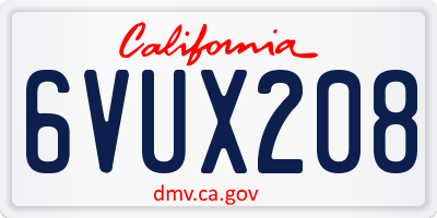 CA license plate 6VUX208