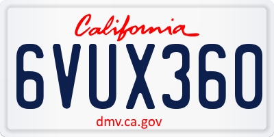 CA license plate 6VUX360