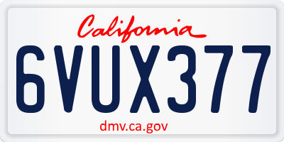 CA license plate 6VUX377