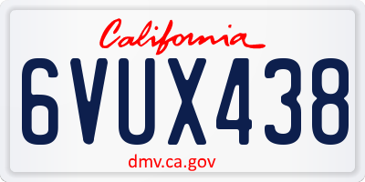 CA license plate 6VUX438