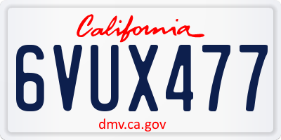 CA license plate 6VUX477