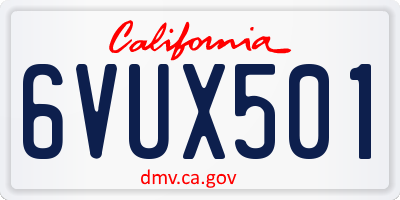 CA license plate 6VUX501
