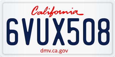 CA license plate 6VUX508
