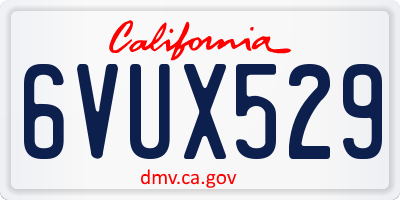CA license plate 6VUX529