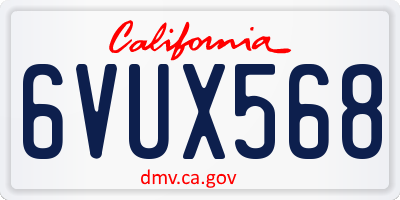 CA license plate 6VUX568