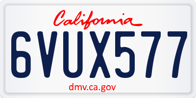 CA license plate 6VUX577