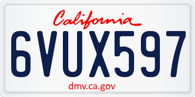 CA license plate 6VUX597