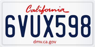 CA license plate 6VUX598