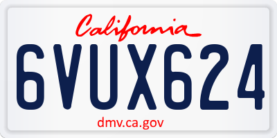 CA license plate 6VUX624