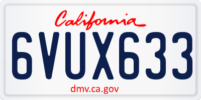 CA license plate 6VUX633