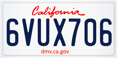 CA license plate 6VUX706