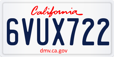 CA license plate 6VUX722