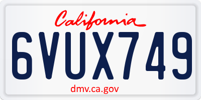 CA license plate 6VUX749