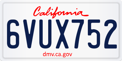 CA license plate 6VUX752