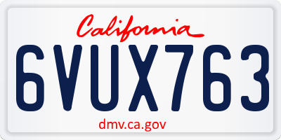 CA license plate 6VUX763