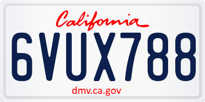 CA license plate 6VUX788