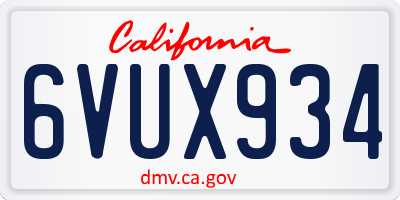 CA license plate 6VUX934
