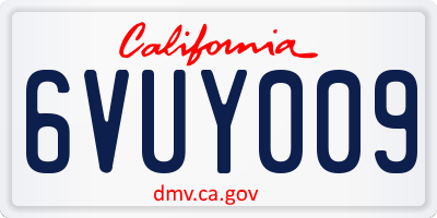 CA license plate 6VUY009