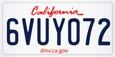 CA license plate 6VUY072
