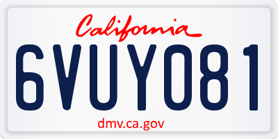 CA license plate 6VUY081