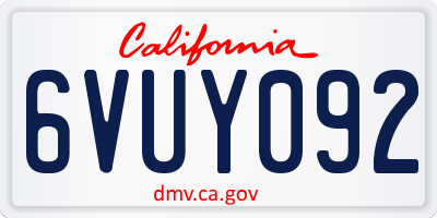 CA license plate 6VUY092