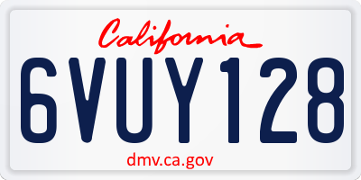 CA license plate 6VUY128