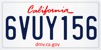 CA license plate 6VUY156