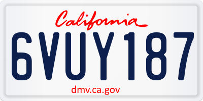 CA license plate 6VUY187