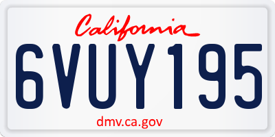 CA license plate 6VUY195