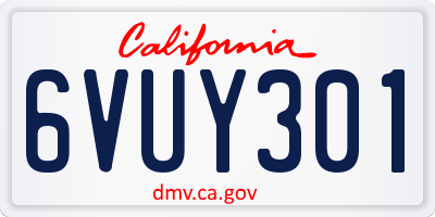 CA license plate 6VUY301