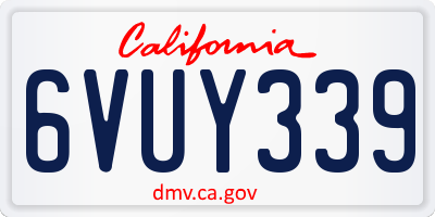 CA license plate 6VUY339