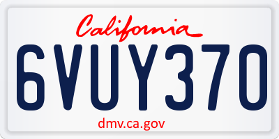 CA license plate 6VUY370