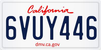 CA license plate 6VUY446
