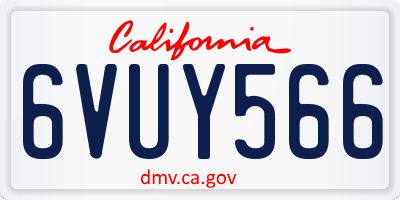 CA license plate 6VUY566