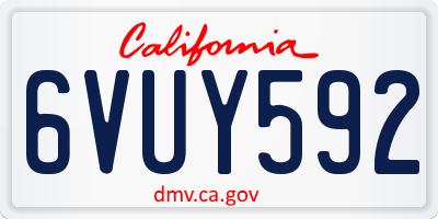 CA license plate 6VUY592