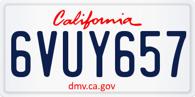 CA license plate 6VUY657