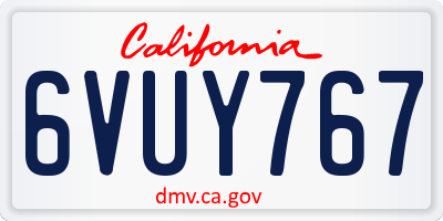 CA license plate 6VUY767