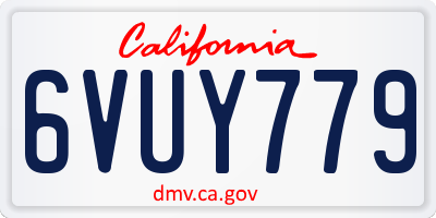 CA license plate 6VUY779