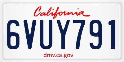 CA license plate 6VUY791