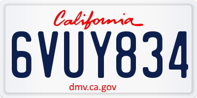 CA license plate 6VUY834