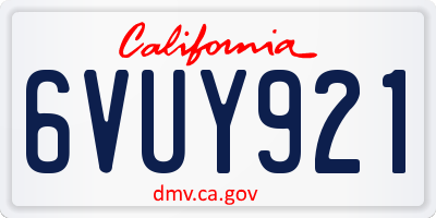 CA license plate 6VUY921