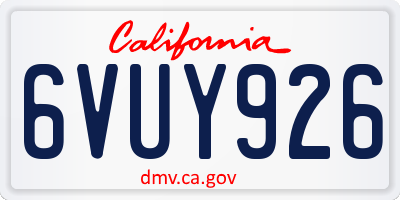 CA license plate 6VUY926