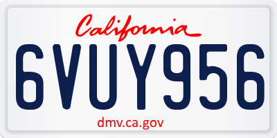 CA license plate 6VUY956
