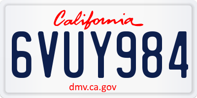 CA license plate 6VUY984