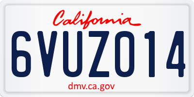 CA license plate 6VUZ014