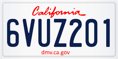CA license plate 6VUZ201