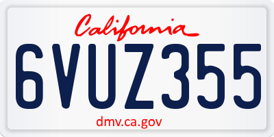CA license plate 6VUZ355